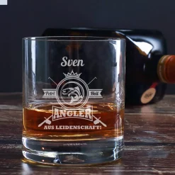 Angler aus Leidenschaft - graviertes Whiskyglas mit Name