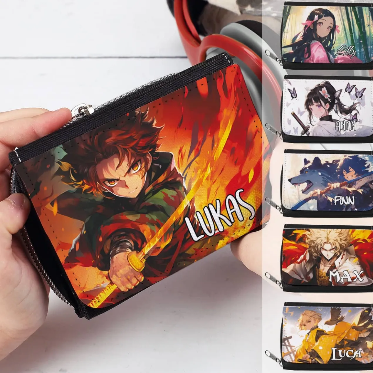 Anime Geldbörse für Teenager mit verschiedenen Figuren und Name