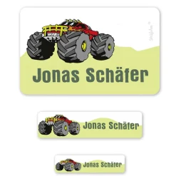 Aufkleber für die Schule mit Monstertruck
