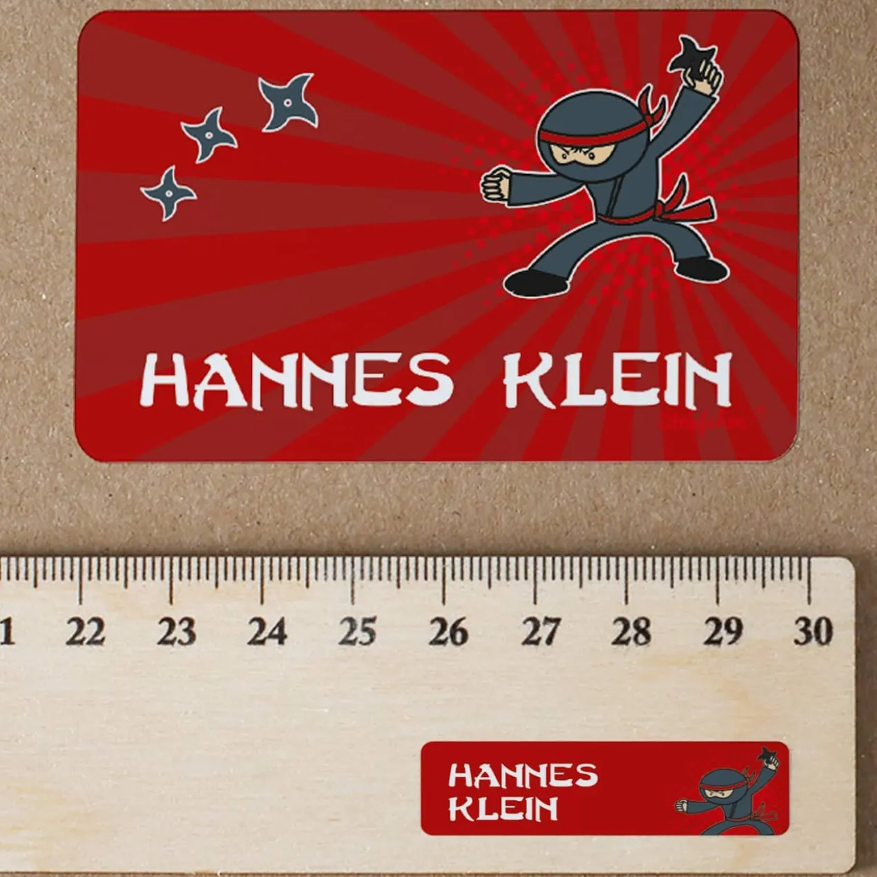 Aufkleber-Set mit Ninja-Motiv und Ihrem Namen