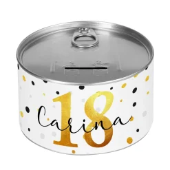 Aufreißspardose zum Geburtstag mit Name und Alter