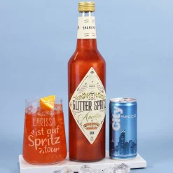 Auf Spritztour - Glitter Spritz Set mit Glas, Secco und Geschenkbox