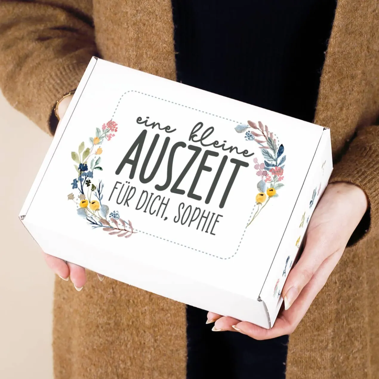 Auszeit Geschenkset mit Teeglas, Tee und Badebombe