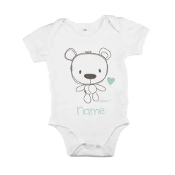 Babybody in weiß mit Teddybär und Wunschname