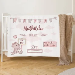 Baby Kuscheldecke mit Teddymotiv zur Geburt