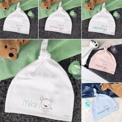 Babymütze in verschiedenen Farben mit Namensaufdruck