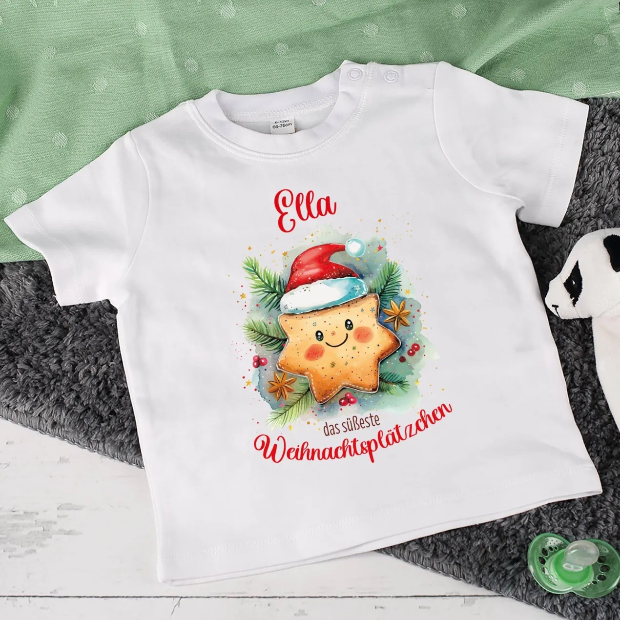 Baby T-Shirt - das süßeste Weihnachtsplätzchen - zu Weihnachten mit Name