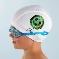 Badekappe für Kinder mit Fußballmotiv und Name personalisiert | Geschenk für Einschulung & Freizeit