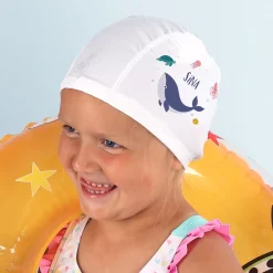 Badekappe für Kinder mit Meeresmotiv und Name personalisiert | Wal, Schildkröte, Qualle, Oktopus