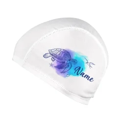 Badekappe für Kinder mit Watercolor-Schildkröte und Ihrem Wunschnamen