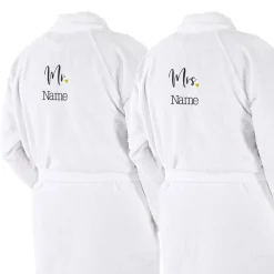 2 Bademäntel zur Hochzeit - Mr & Mrs mit Name bestickt, Unisex Gr. S-XXL