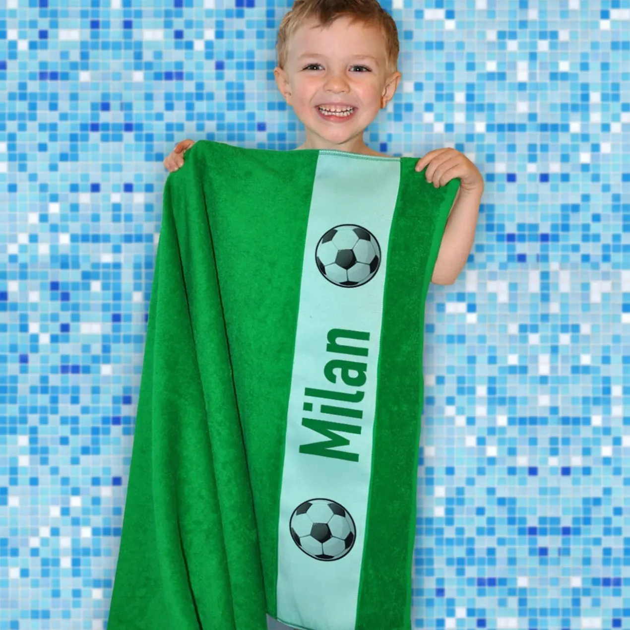 Badetuch für Fußballer mit Wunschname