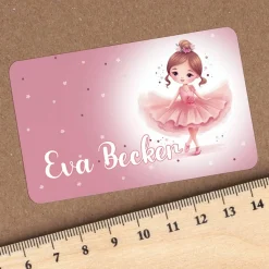 Ballerina-Aufkleber mit Name für Schulmaterial und mehr (100 Stück)