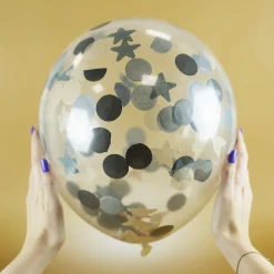 Ballons mit Punkte und Sterne Konfetti 30 cm - 4 Stück