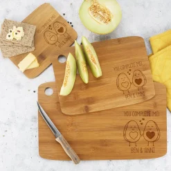 Bambusbrettchen im 3er Set mit Avocado Pärchen und Namen graviert