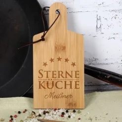 Bambus Schild Sterneküche mit Namensgravur
