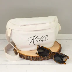 Bauchtasche als Geschenk für Frauen | Personalisierte Gürteltasche für JGA & Geburtstag in Beige Rosa