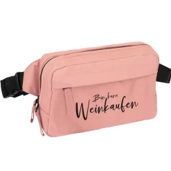 Bauchtasche 'Bin Weinkaufen' in Schwarz & Rosa | Umhängetasche als Geschenk für Frauen & Weinliebhaber