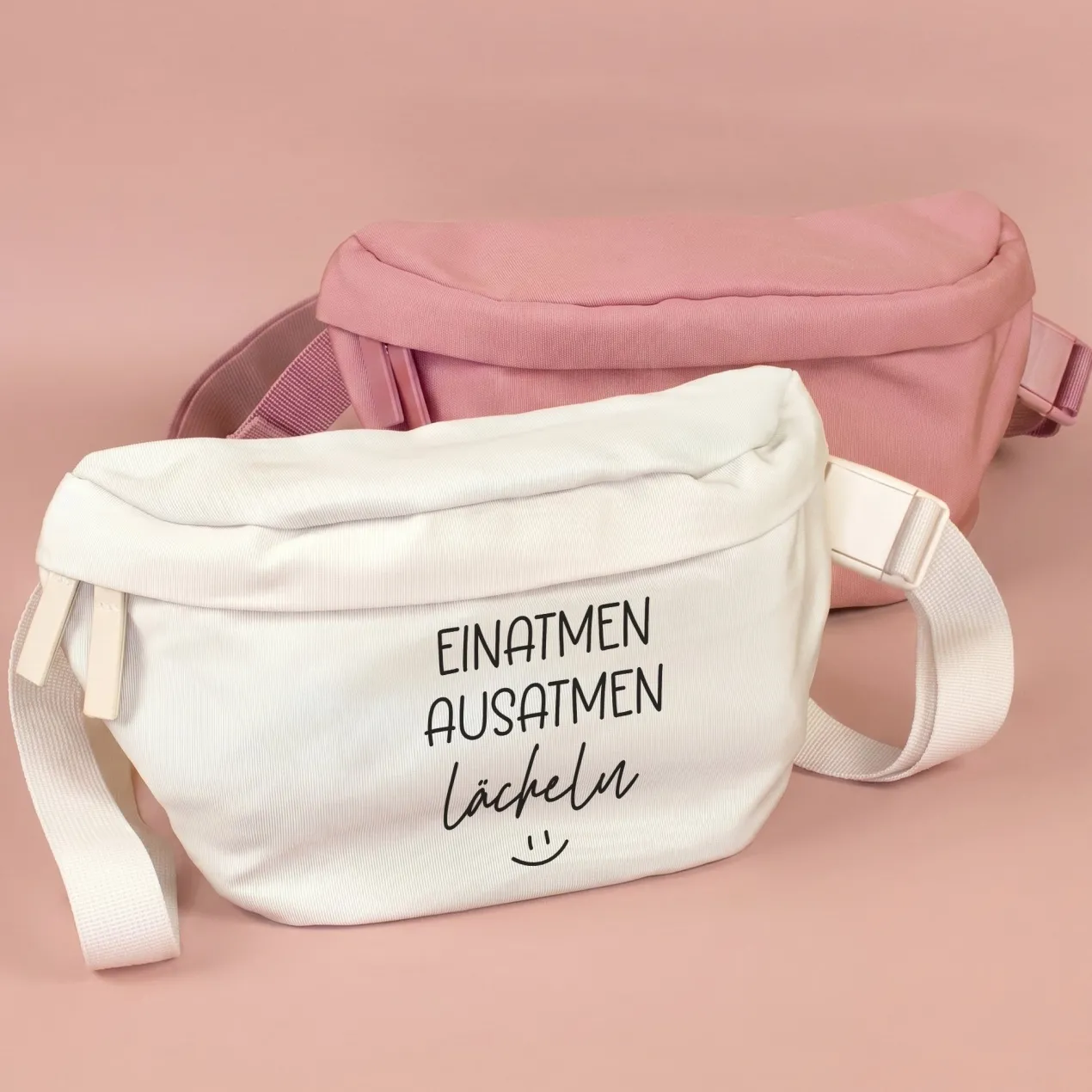 Bauchtasche 'Einatmen Ausatmen Lächeln' | Crossbody Tasche als lustiges Geschenk für Frauen & Kollegen