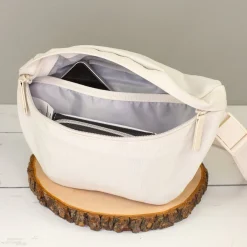 Bauchtasche personalisiert mit Name in Beige o. Rosa 'Dog Mom' | Gürteltasche für Hunde Mama & Frauen