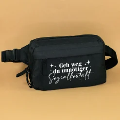 Bauchtasche 'Unnötiger Sozialkontakt' | Umhängetasche als lustiges Geschenk für Frauen mit Farbwahl