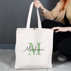 Baumwollshopper mit Initiale und Name in 4 verschiedenen Farben
