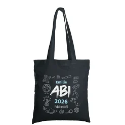 Baumwolltasche zum bestandenen Abitur mit Name, Jahr und Wunschtext