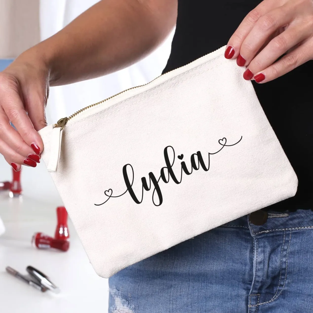 Beautycase in 5 Farben mit Namensaufdruck