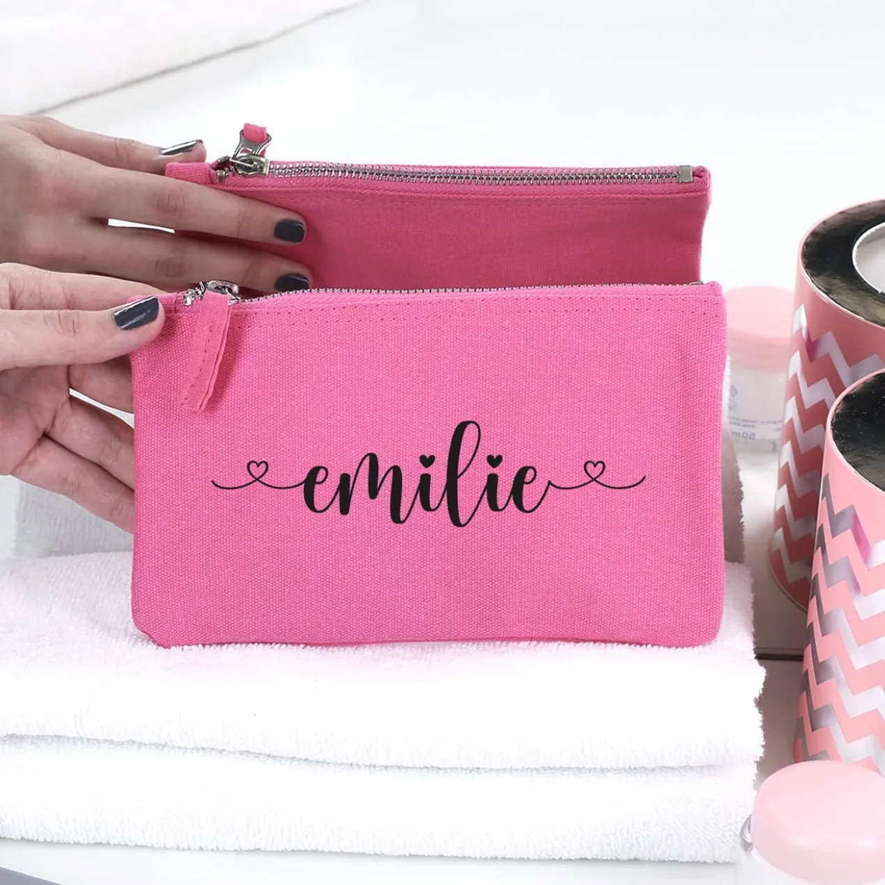 Beautycase in 5 Farben mit Namensaufdruck