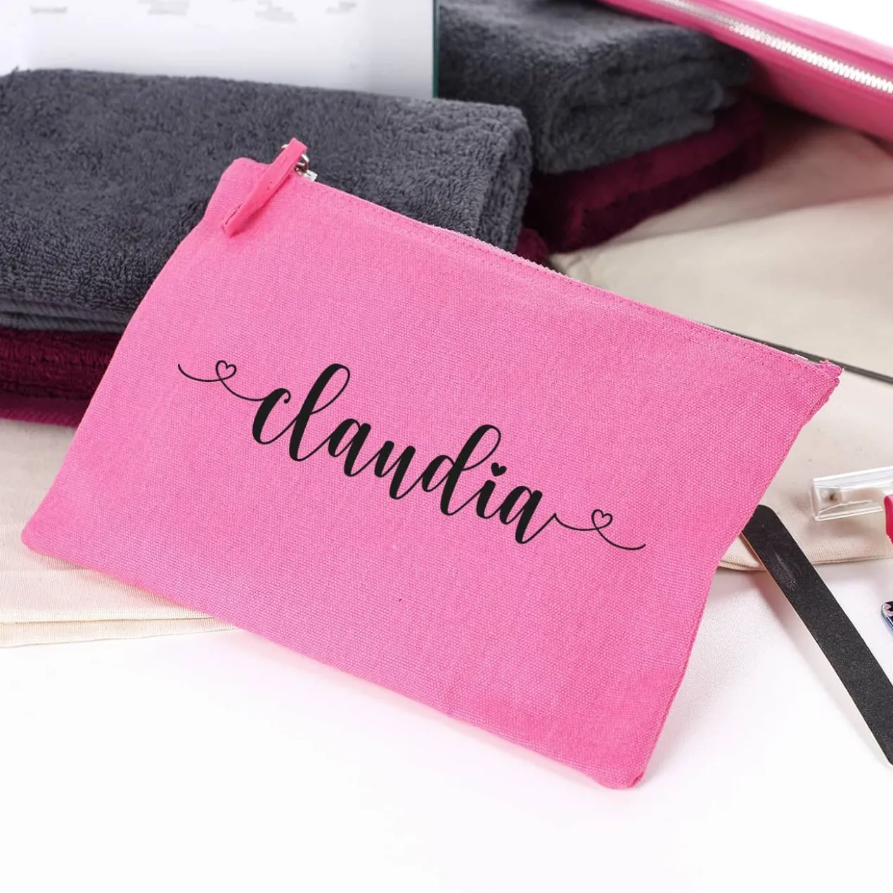Beautycase in 5 Farben mit Namensaufdruck