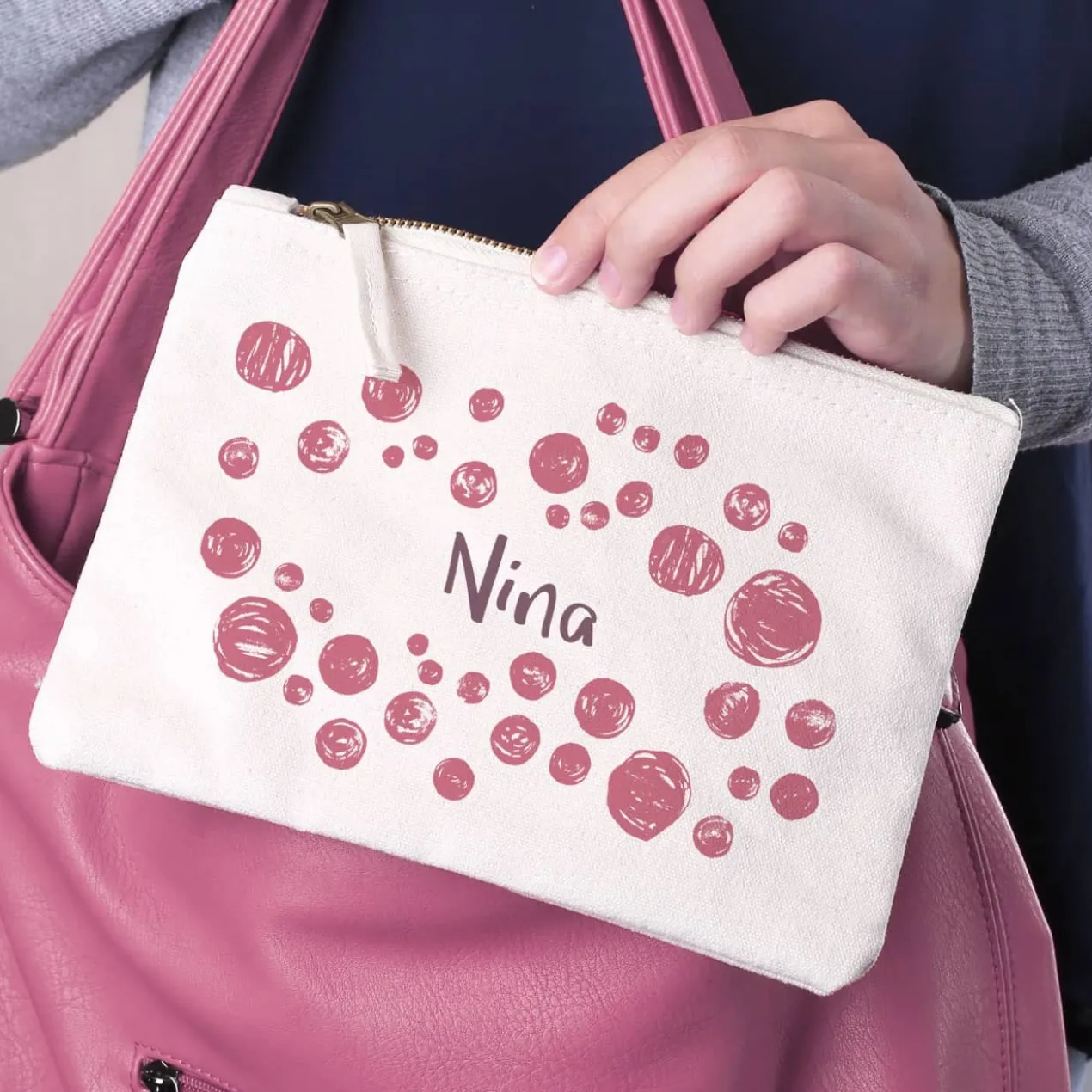 Beautycase mit Kreismotiv und Ihrem Namen