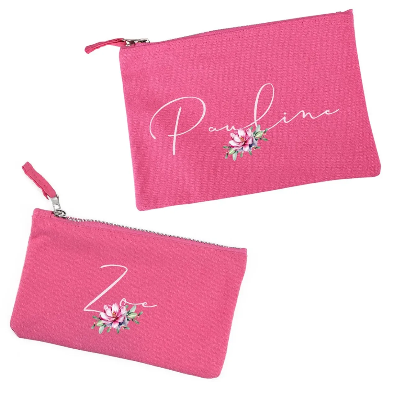 Beautycase mit Magnolienblüte und Name