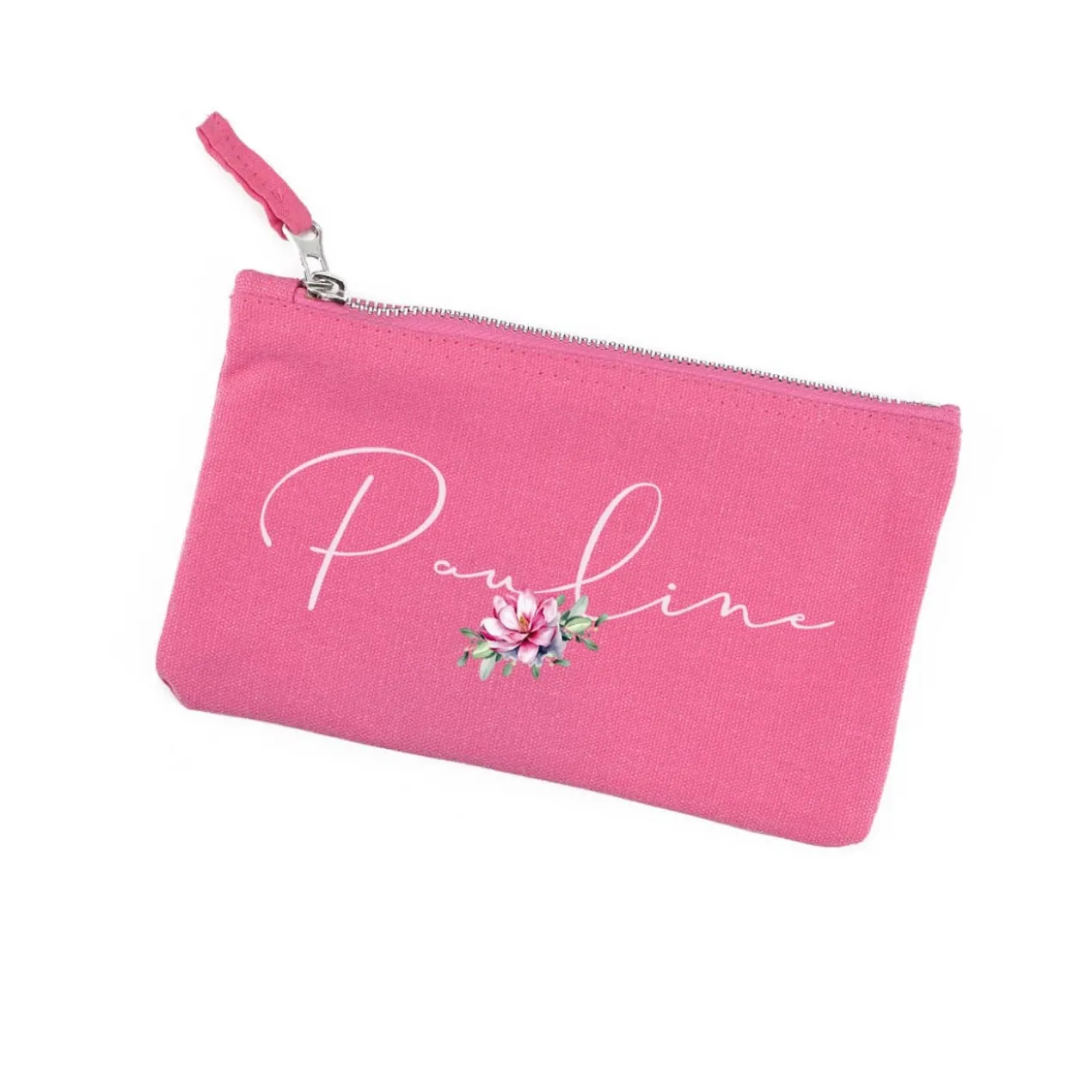 Beautycase mit Magnolienblüte und Name