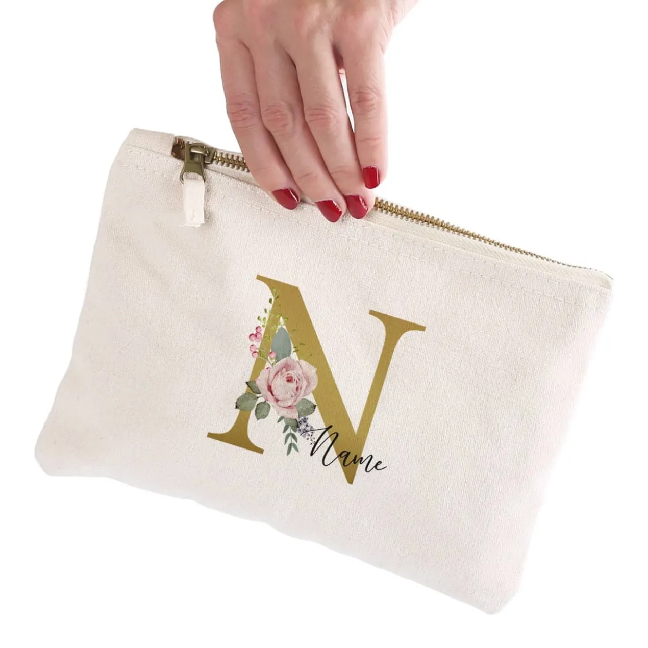 Beautycase mit Rosen-Monogramm und Name