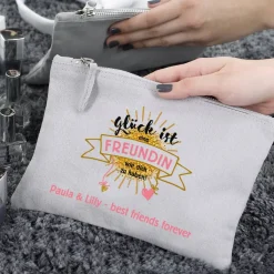 Beautycase mit Wunschtext - Glück ist eine Freundin wie dich zu haben!