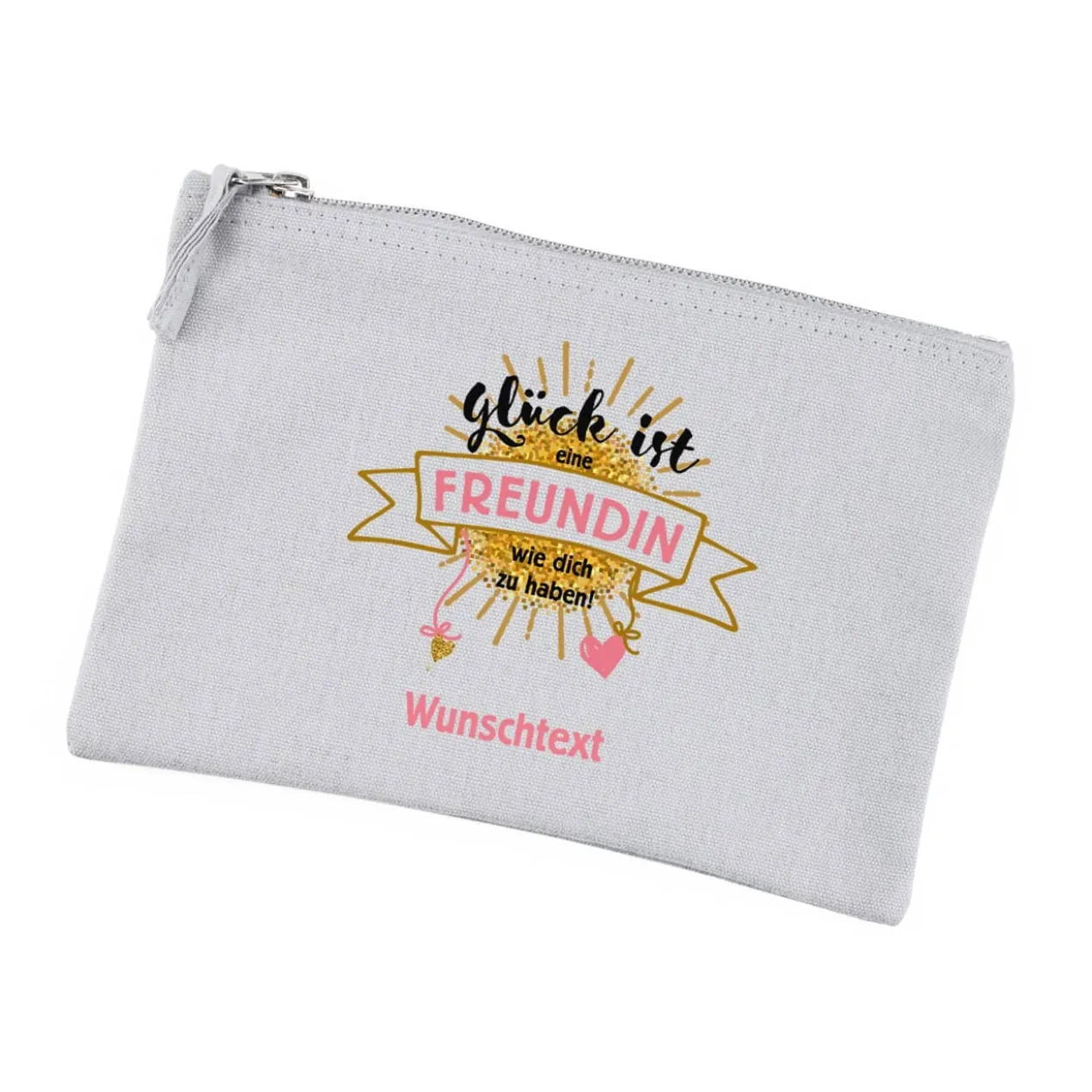 Beautycase mit Wunschtext - Glück ist eine Freundin wie dich zu haben!