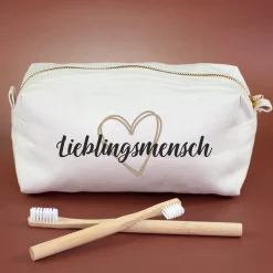 Beautycase & Schlampermäppchen mit Herz und Name personalisiert | Tasche als Geschenk für Frauen