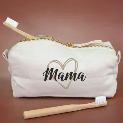Beautycase & Schlampermäppchen mit Herz und Name personalisiert | Tasche als Geschenk für Frauen