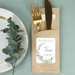 Bedruckte Bestecktaschen im 10-er Set zu besonderen Anlässen - Eukalyptus