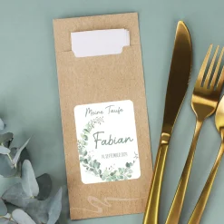 Bedruckte Bestecktaschen im 10-er Set zu besonderen Anlässen - Eukalyptus