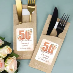 Bedruckte Bestecktaschen im 10-er Set zur Goldenen Hochzeit