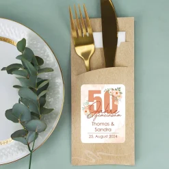 Bedruckte Bestecktaschen im 10-er Set zur Goldenen Hochzeit