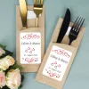 Bedruckte Bestecktaschen im 10-er Set zur Hochzeit mit Herzen