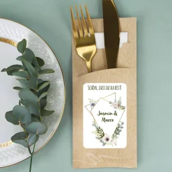 Bedruckte Bestecktaschen im 10-er Set zur Hochzeit - Schön, dass du da bist! - Modern