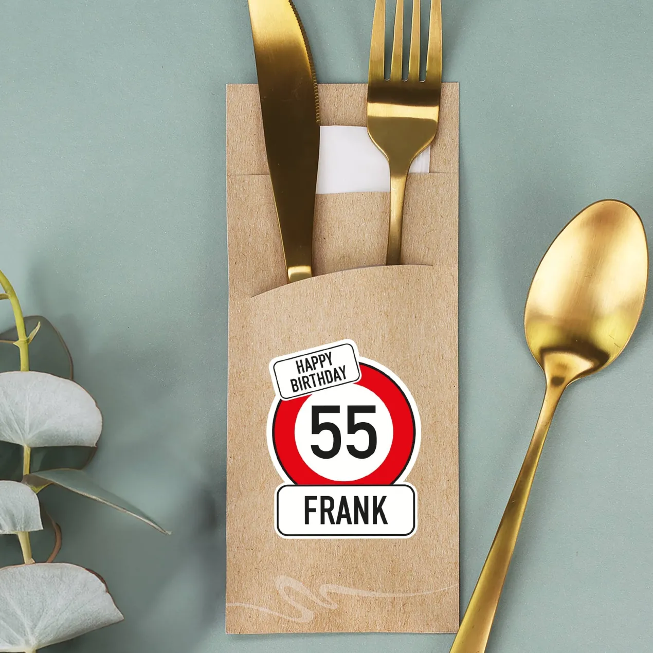 Bedruckte Bestecktaschen im 10-er Set zum Geburtstag