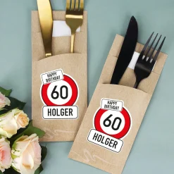 Bedruckte Bestecktaschen im 10-er Set zum Geburtstag