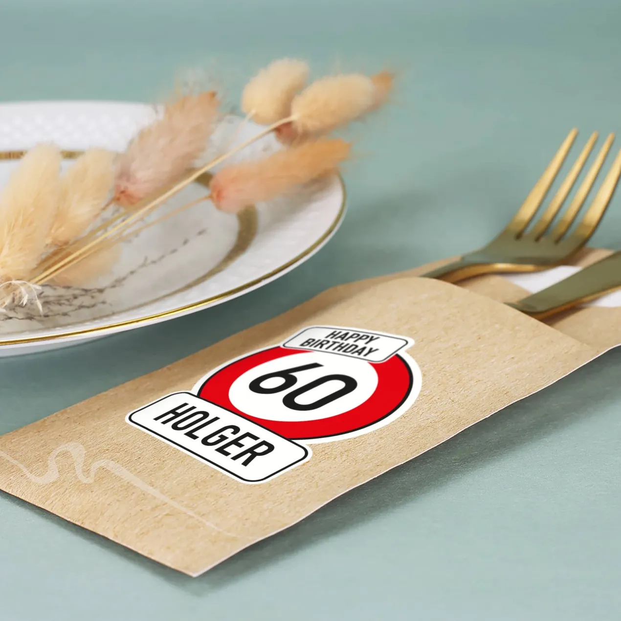 Bedruckte Bestecktaschen im 10-er Set zum Geburtstag