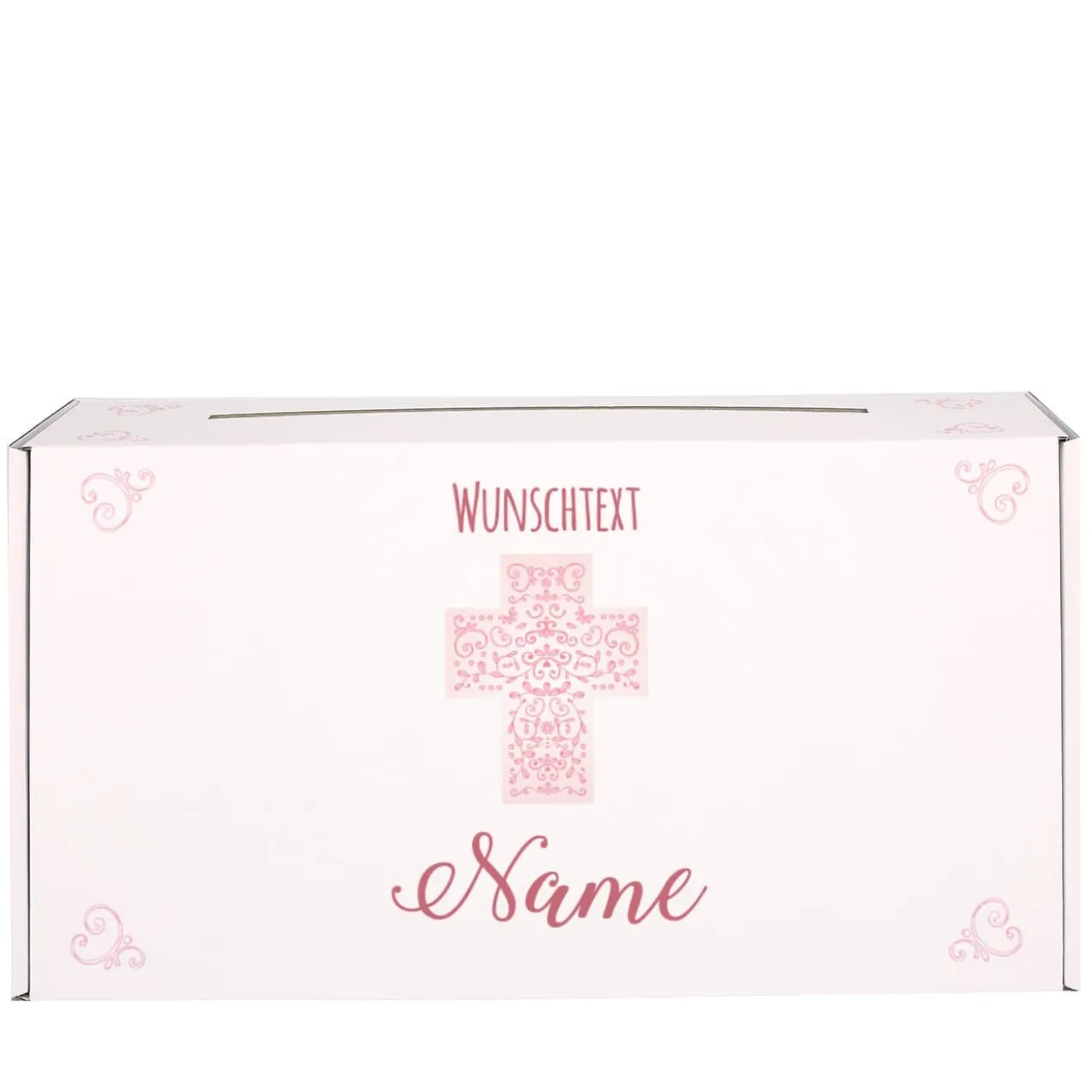 Bedruckte Briefbox zu religiösem Anlass mit Wunschname