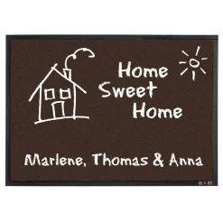 Bedruckte Fußmatte - Home Sweet Home - in Tafeloptik