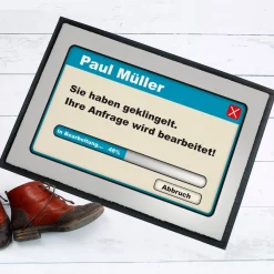 Bedruckte Fußmatte mit Name personalisiert - Ihre Anfrage wird bearbeitet !